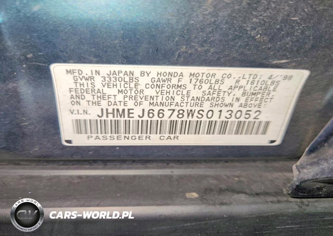 1998 Honda Civic Lx VIN:JHMEJ6678WS013052 - 14