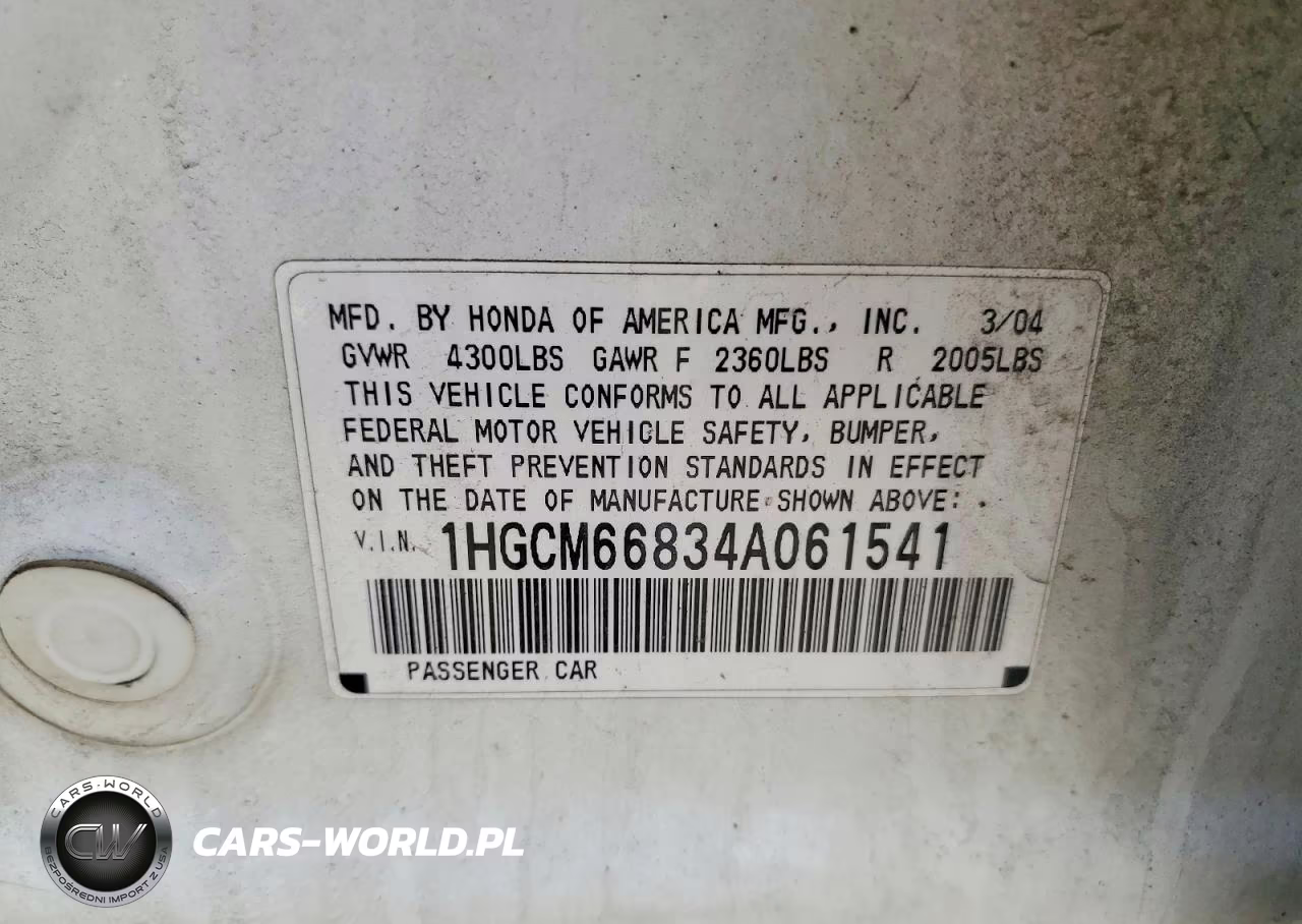 2004 Honda Accord Ex VIN:1HGCM66834A061541 - 12