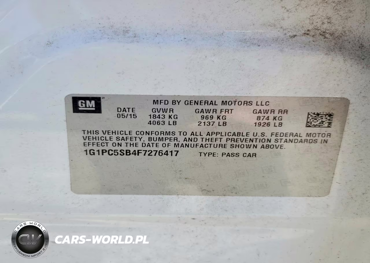 2015 Chevrolet Cruze Lt VIN:1G1PC5SB4F7276417 - 12