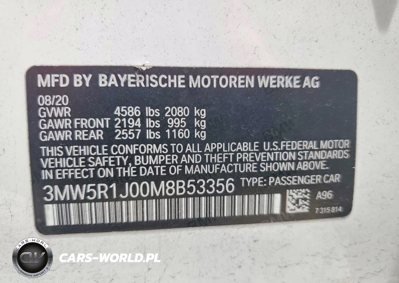 2021 BMW 330I VIN:3MW5R1J00M8B53356 - 12