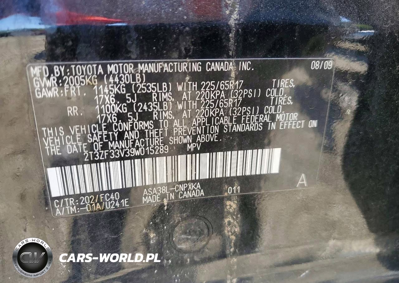 2009 Toyota Rav4 Base VIN:2T3ZF33V39W015289 - 14