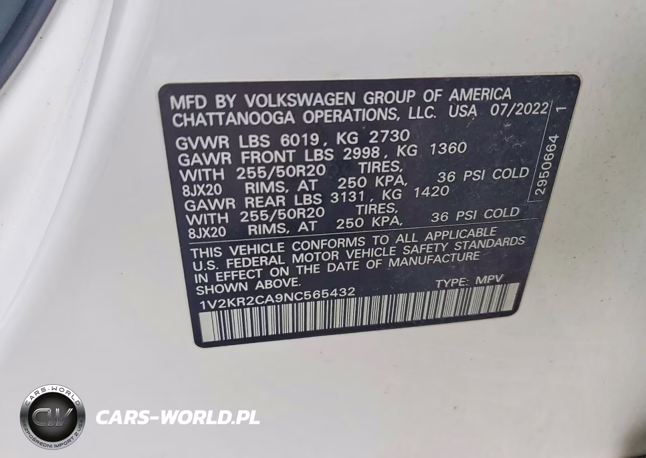 2022 Volkswagen Atlas Se VIN:1V2KR2CA9NC565432 - 12