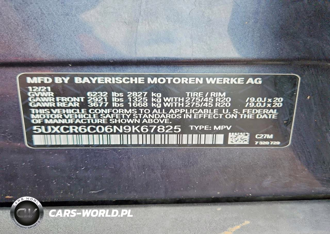 2022 BMW X5 xDrive40I VIN:5UXCR6C06N9K67825 - 12
