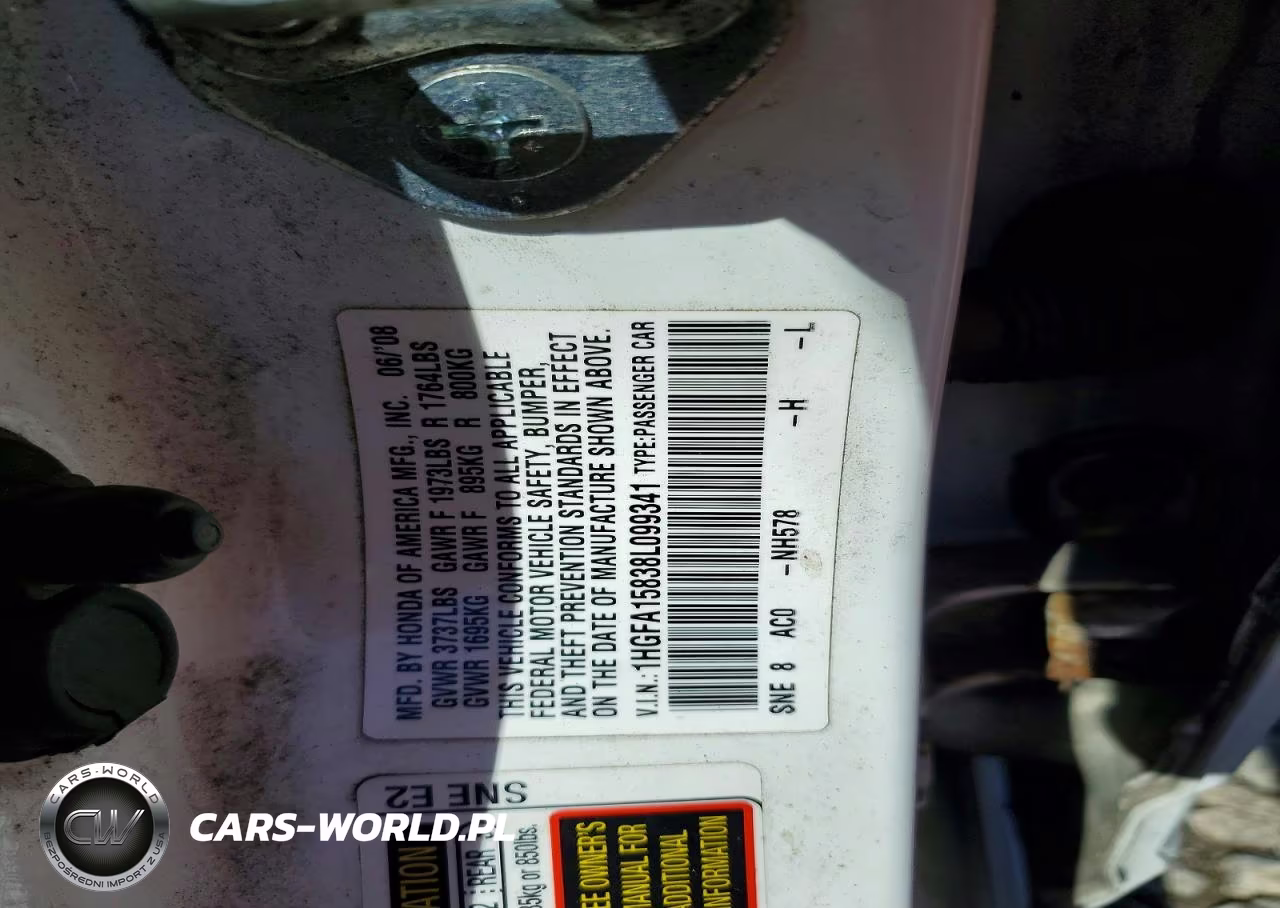 2008 Honda Civic Ex VIN:1HGFA15838L099341 - 12