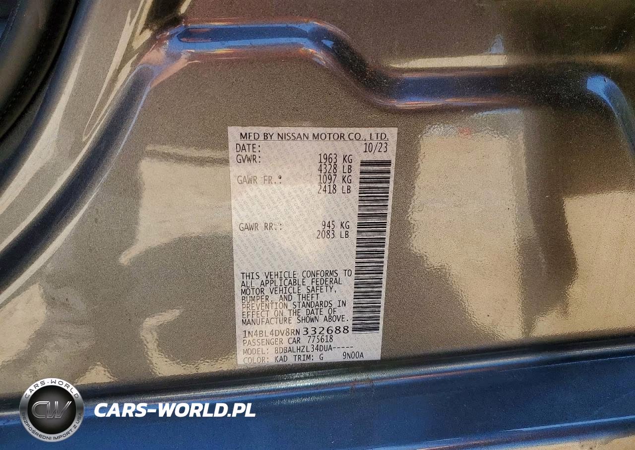 2024 Nissan Altima Sv VIN:1N4BL4DV8RN332688 - 12