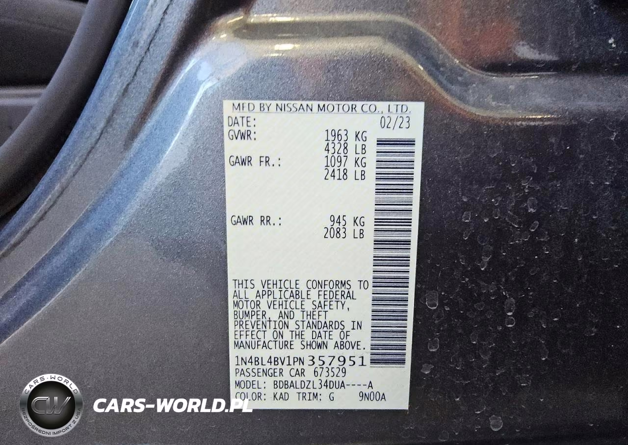 2023 Nissan Altima 2.5 S VIN:1N4BL4BV1PN357951 - 12