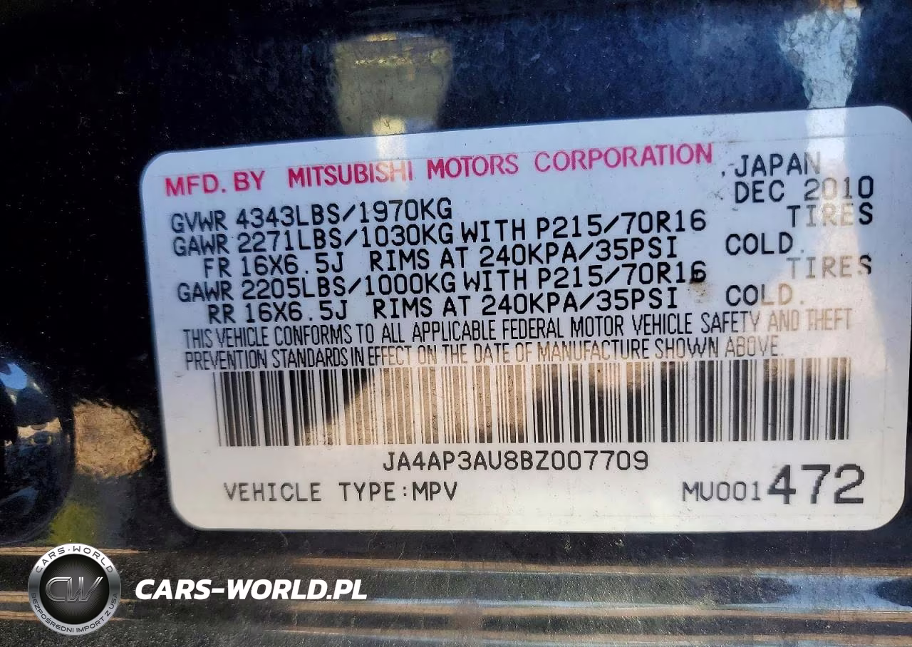 2011 Mitsubishi Outlander Sport Es VIN:JA4AP3AU8BZ007709 - 13