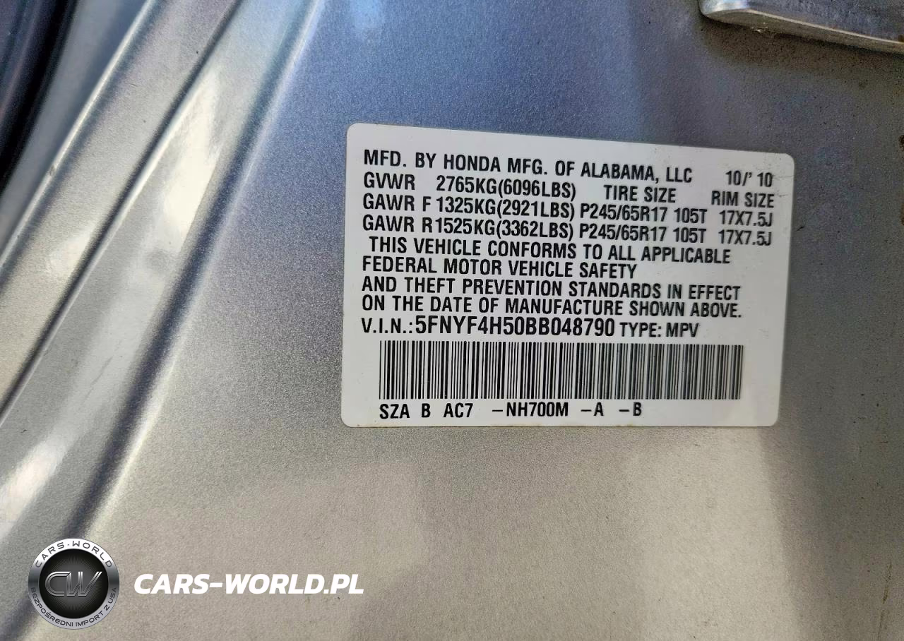 2011 Honda Pilot Exl VIN:5FNYF4H50BB048790 - 13