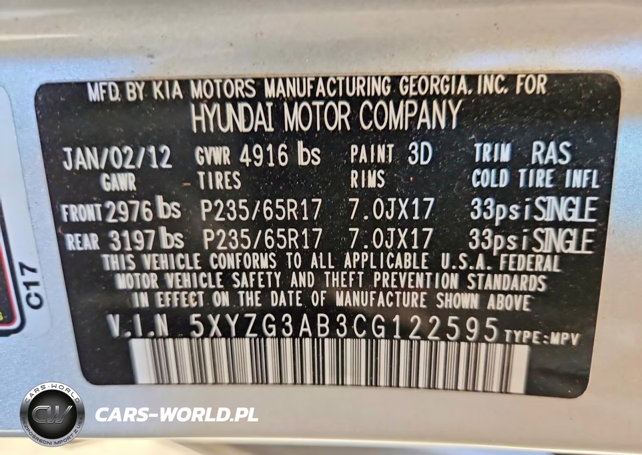 2012 Hyundai Santa Fe Gls VIN:5XYZG3AB3CG122595 - 13