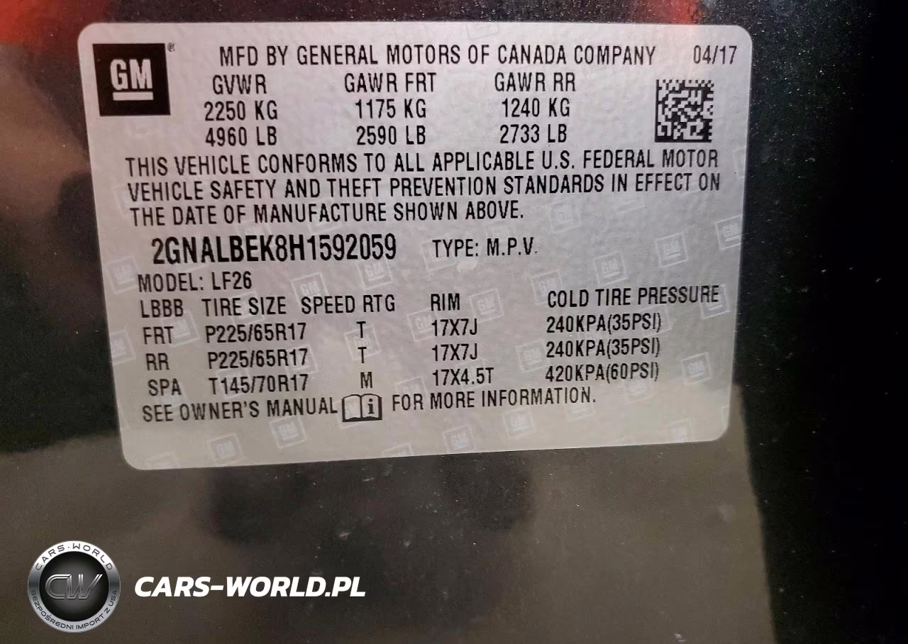 2017 Chev Equinox VIN:2GNALBEK8H1592059 - 13
