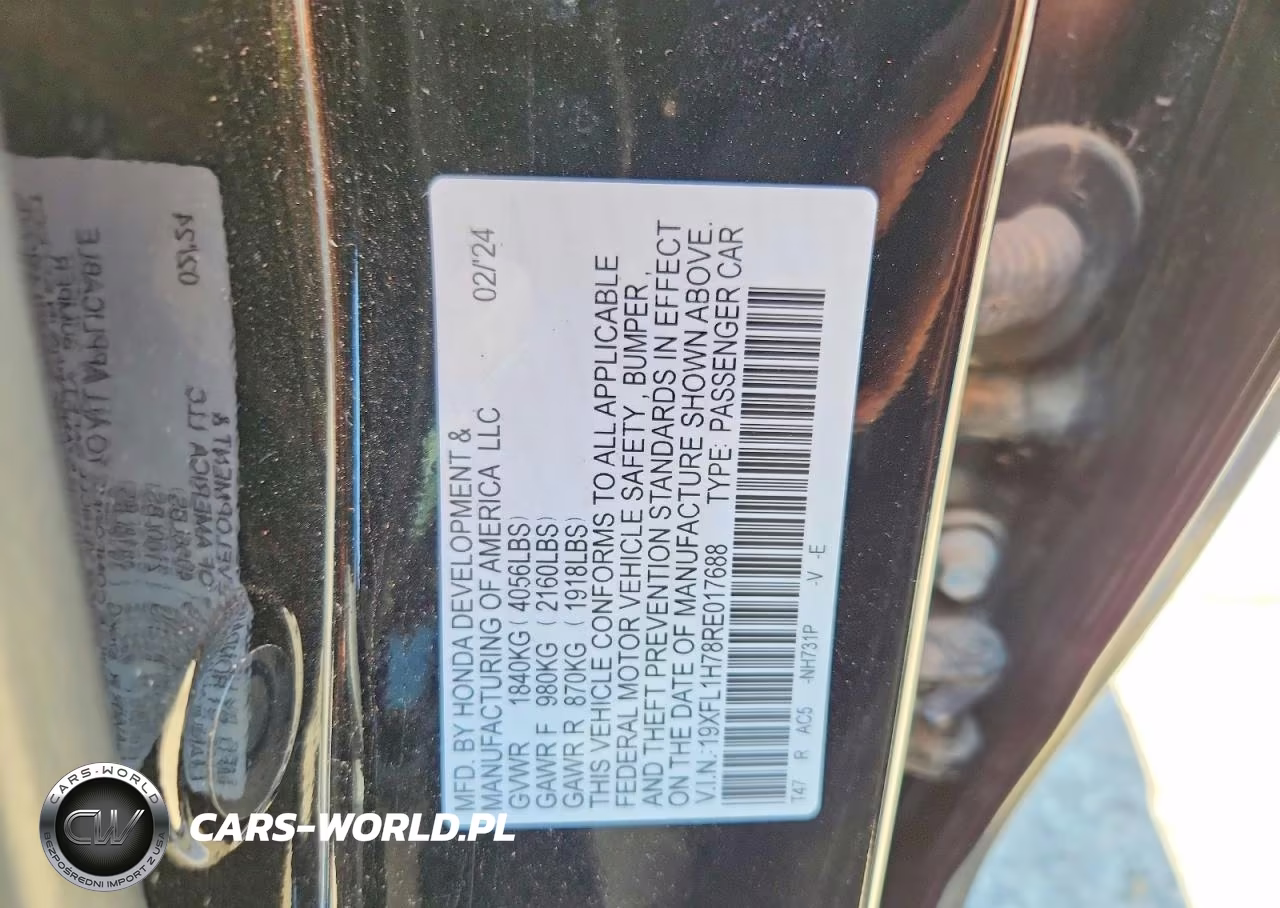2024 Honda Civic Exl VIN:19XFL1H78RE017688 - 12