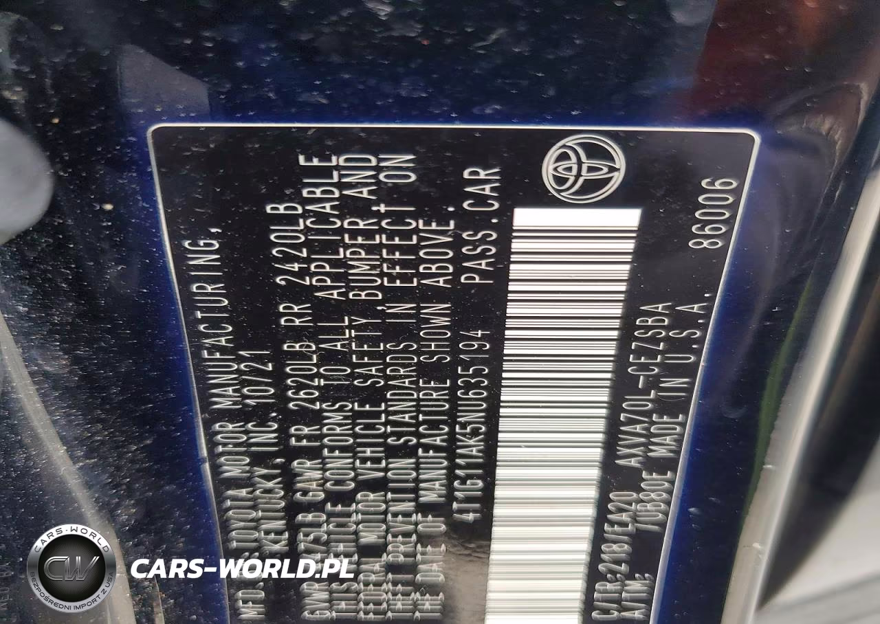 2022 Toyota Camry Se VIN:4T1G11AK5NU635194 - 12