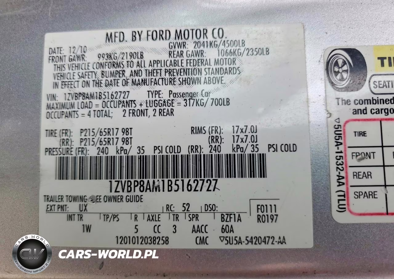 2011 Ford Mustang VIN:1ZVBP8AM1B5162727 - 12