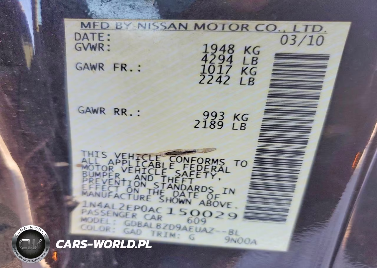 2010 Nissan Altima S VIN:1N4AL2EP0AC150029 - 12
