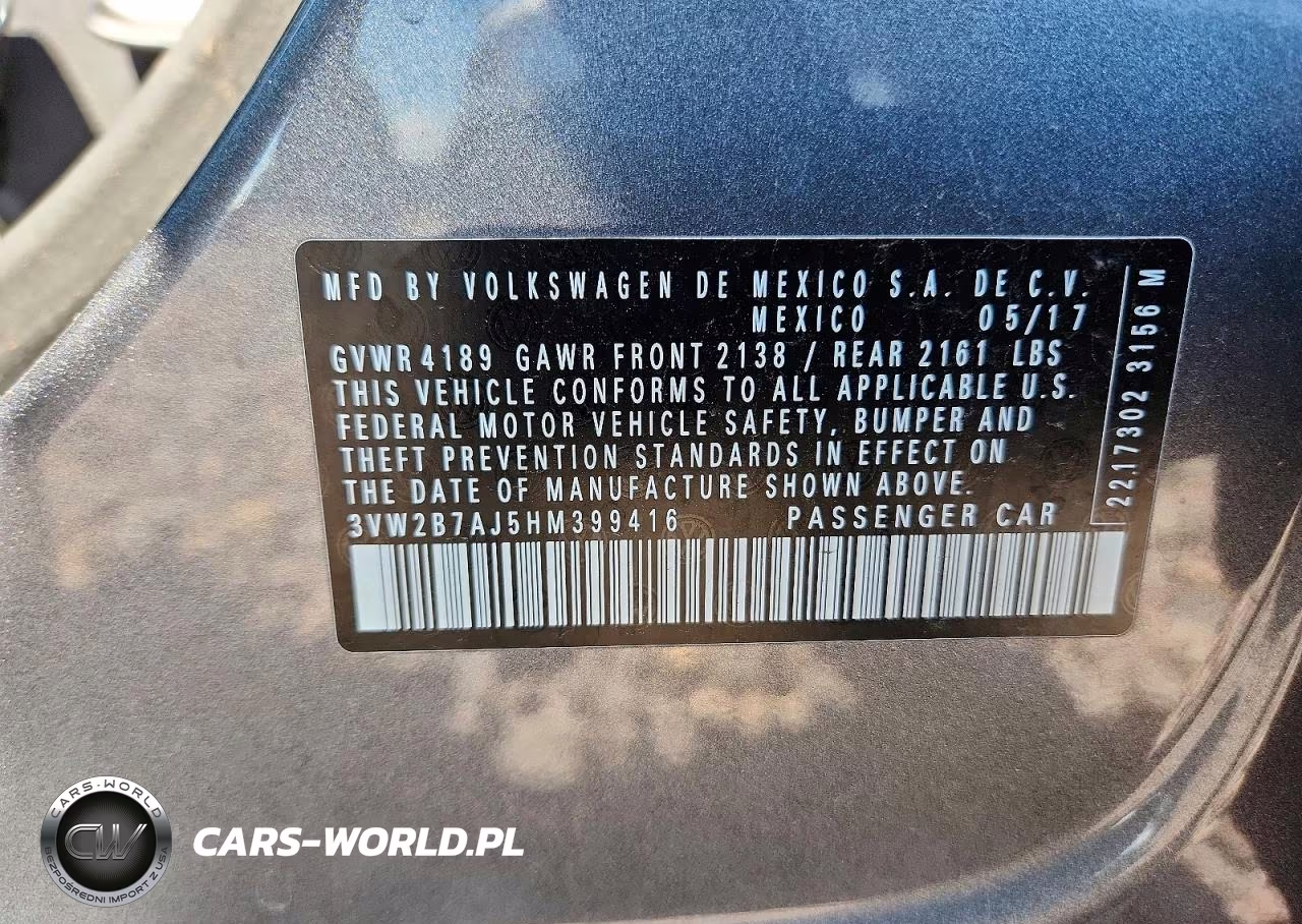 2017 Volkswagen Jetta S VIN:3VW2B7AJ5HM399416 - 12