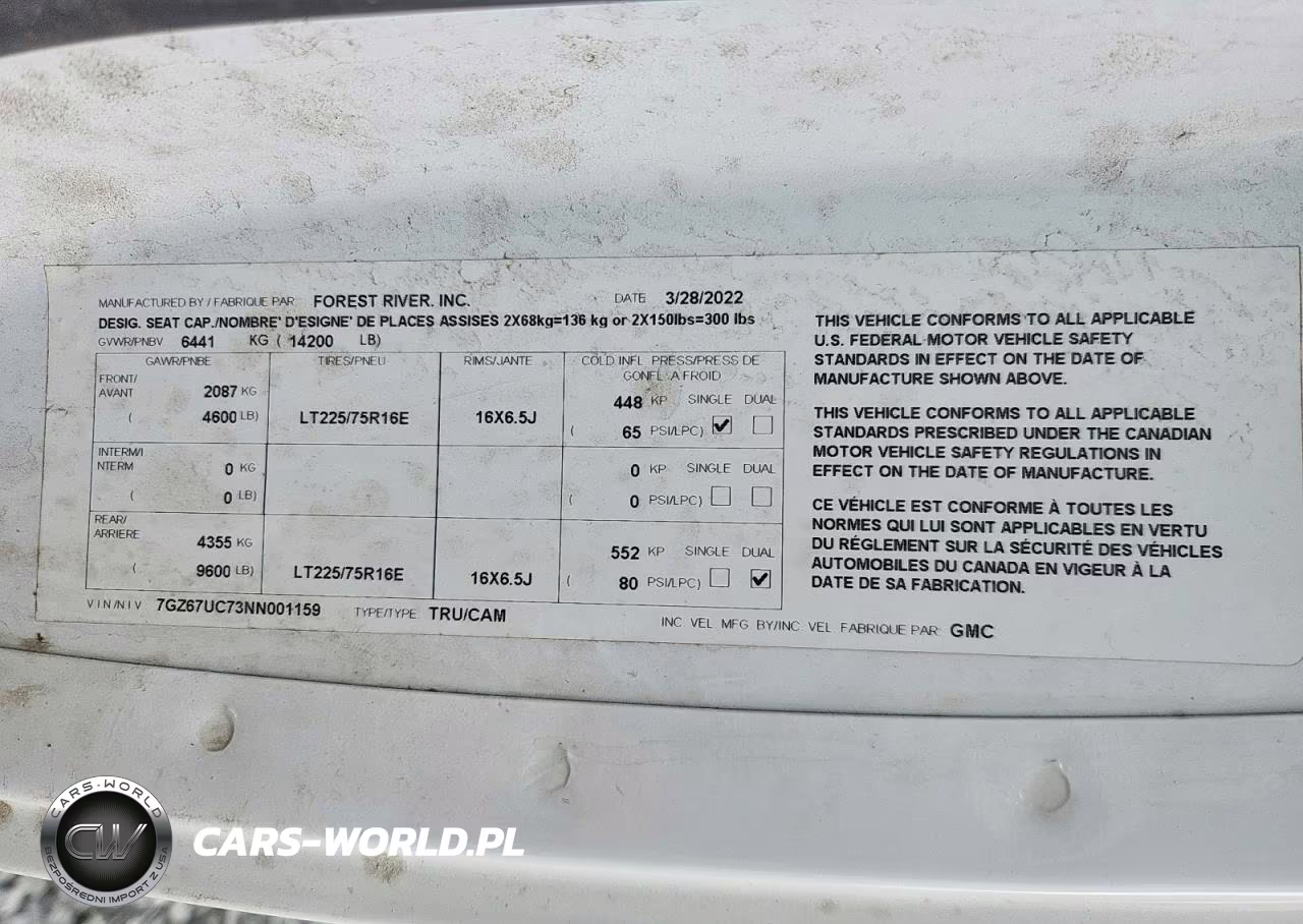 2022 GMC Savana Cutaway G4500 VIN:7GZ67UC73NN001159 - 13