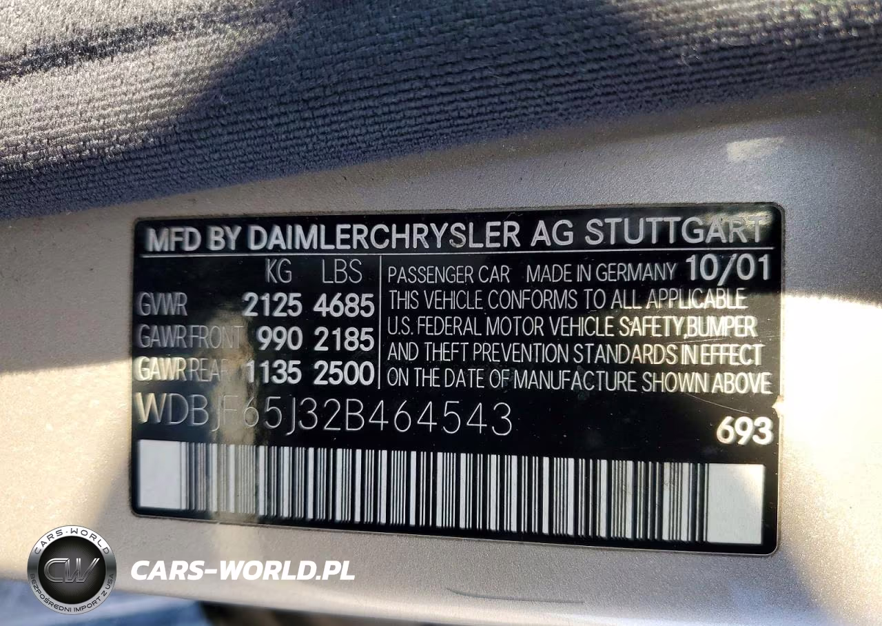 2002 Mercedes-Benz E 320 VIN:WDBJF65J32B464543 - 12