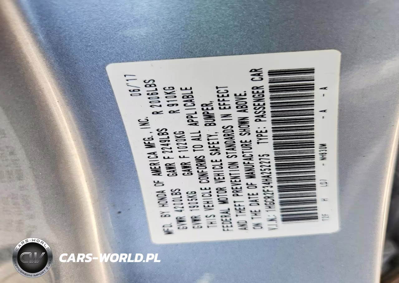 2017 Honda Accord Lx VIN:1HGCR2F34HA252275 - 12