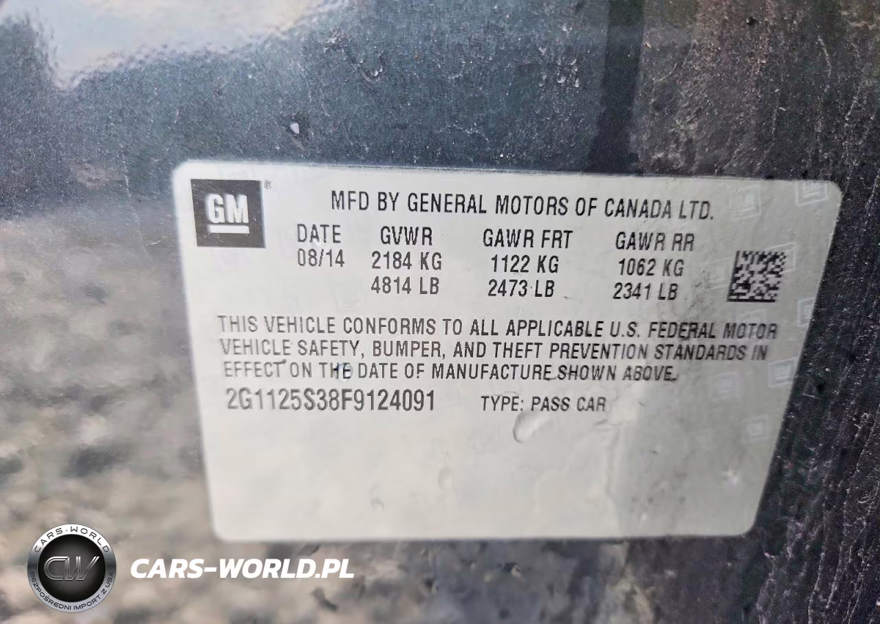 2015 Chevrolet Impala Lt VIN:2G1125S38F9124091 - 12