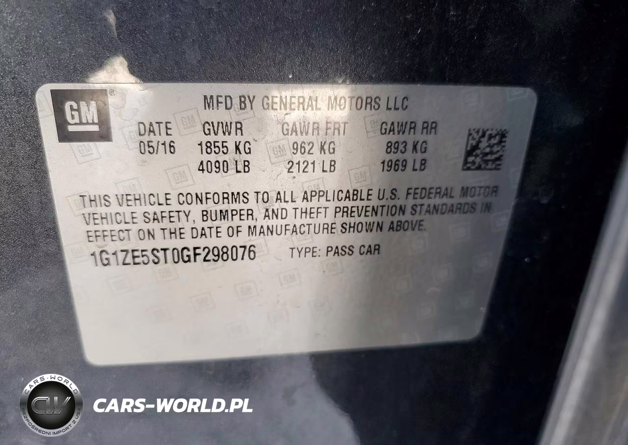 2016 Chevrolet Malibu Lt VIN:1G1ZE5ST0GF298076 - 12