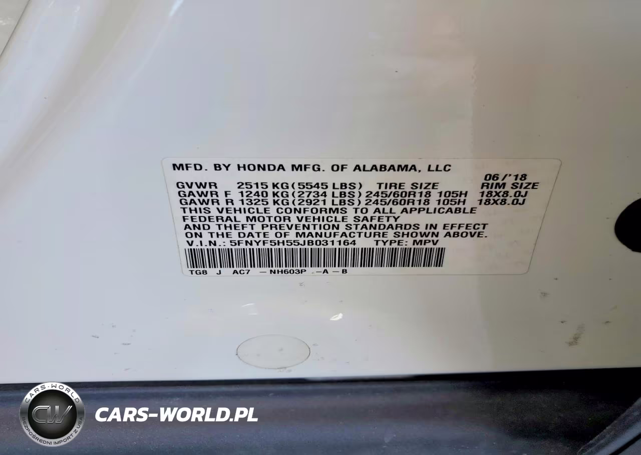 2018 Honda Pilot Exl VIN:5FNYF5H55JB031164 - 12