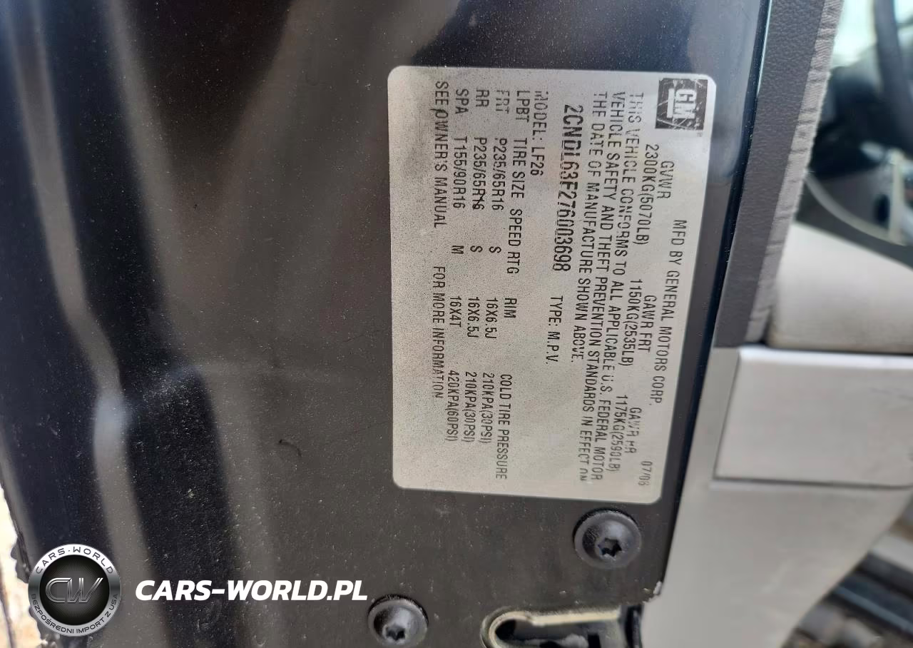 2007 Chevrolet Equinox VIN:2CNDL63F276003698 - 13