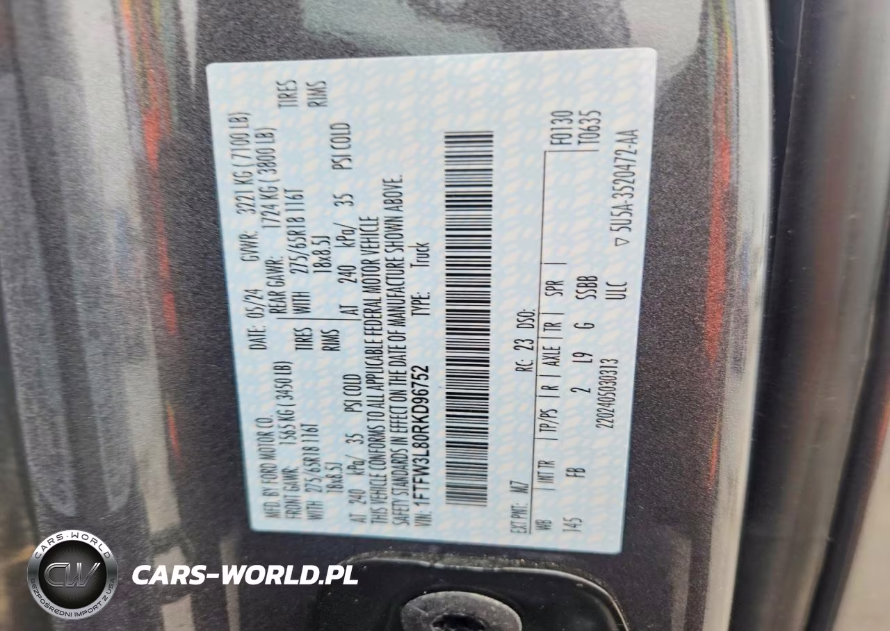 2024 Ford F150 Xlt VIN:1FTFW3L80RKD96752 - 12