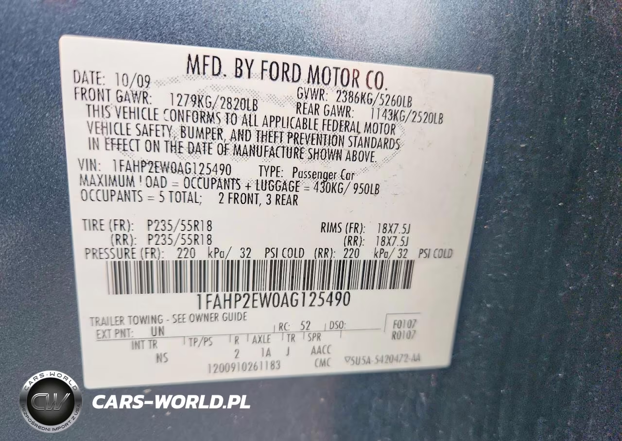 2010 Ford Taurus Sel VIN:1FAHP2EW0AG125490 - 12