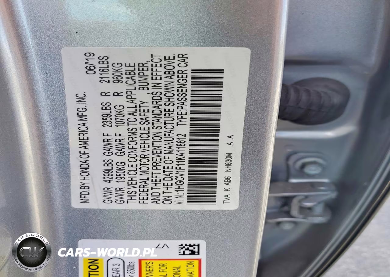 2019 Honda Accord Lx VIN:1HGCV1F11KA118612 - 13