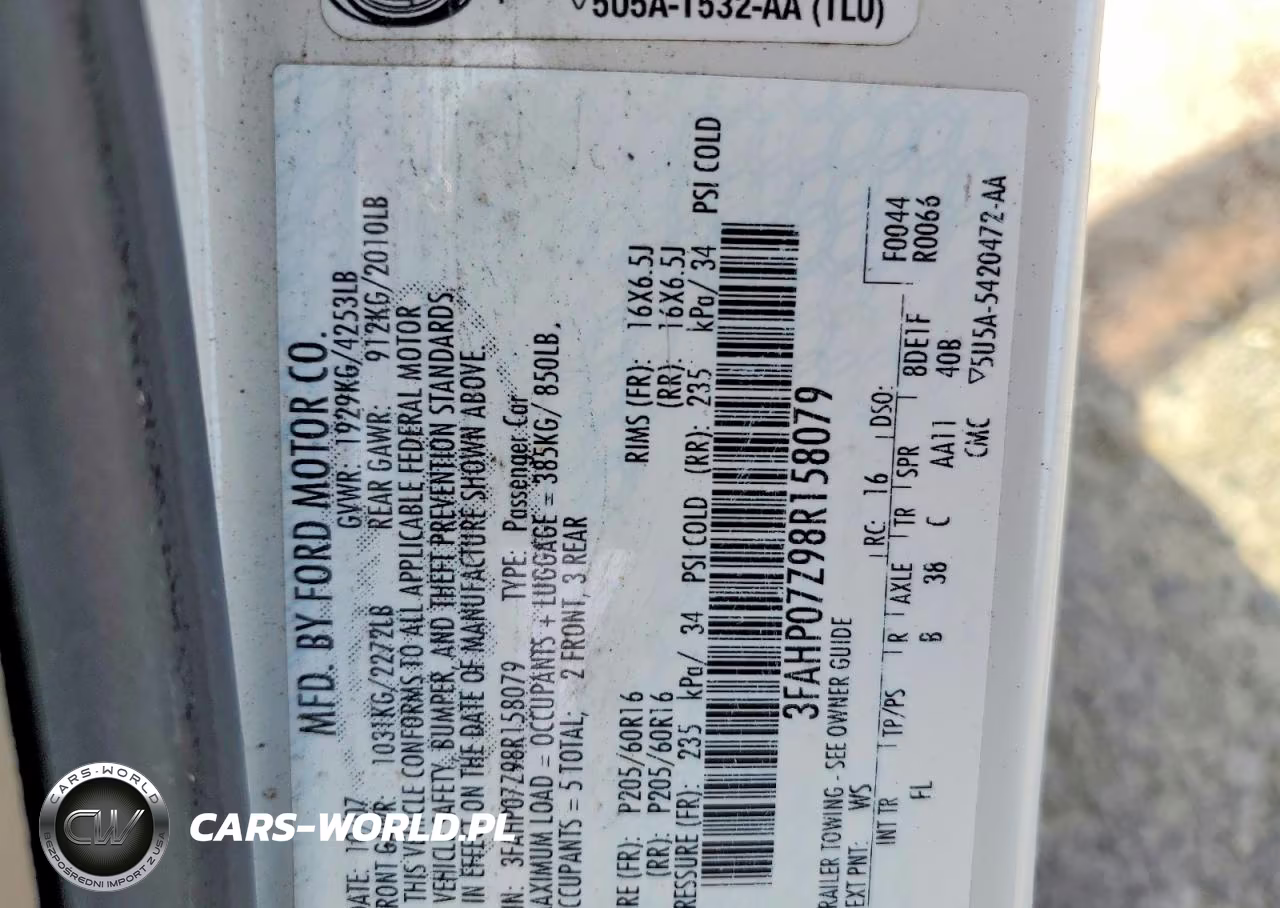 2008 Ford Fusion Se VIN:3FAHP07Z98R158079 - 13