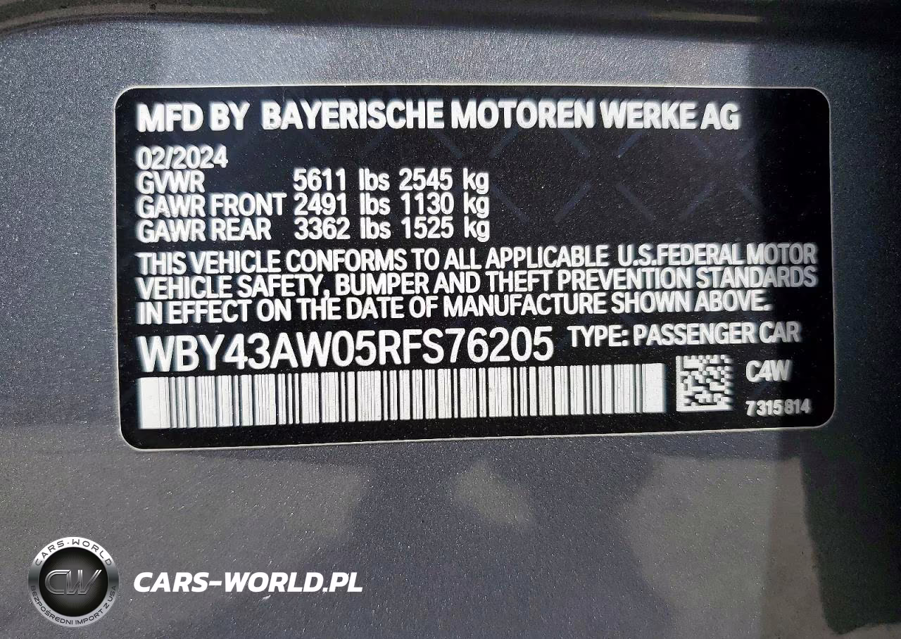 2024 BMW I4 Edrive 35 VIN:WBY43AW05RFS76205 - 13