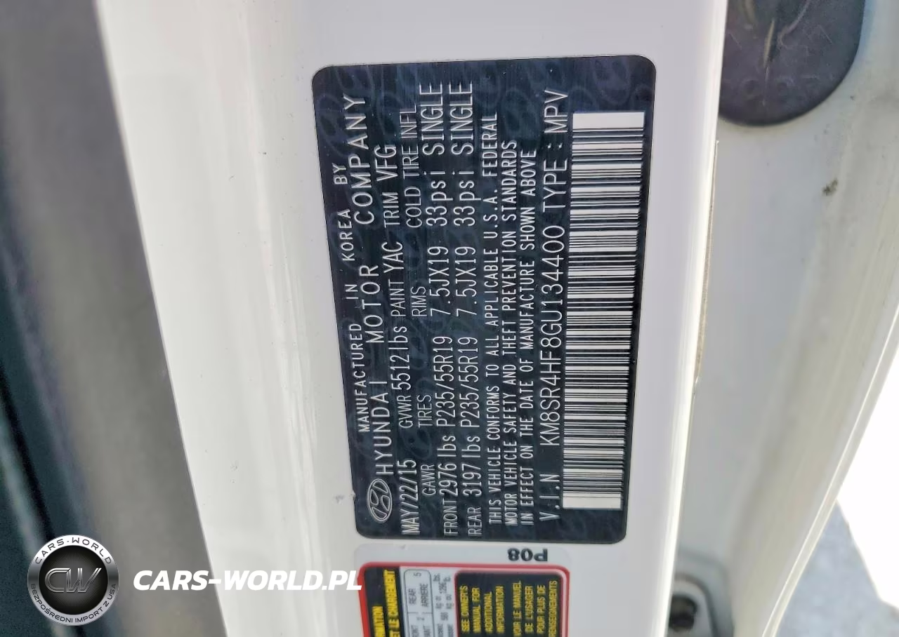2016 Hyundai Santa Fe Se VIN:KM8SR4HF8GU134400 - 12