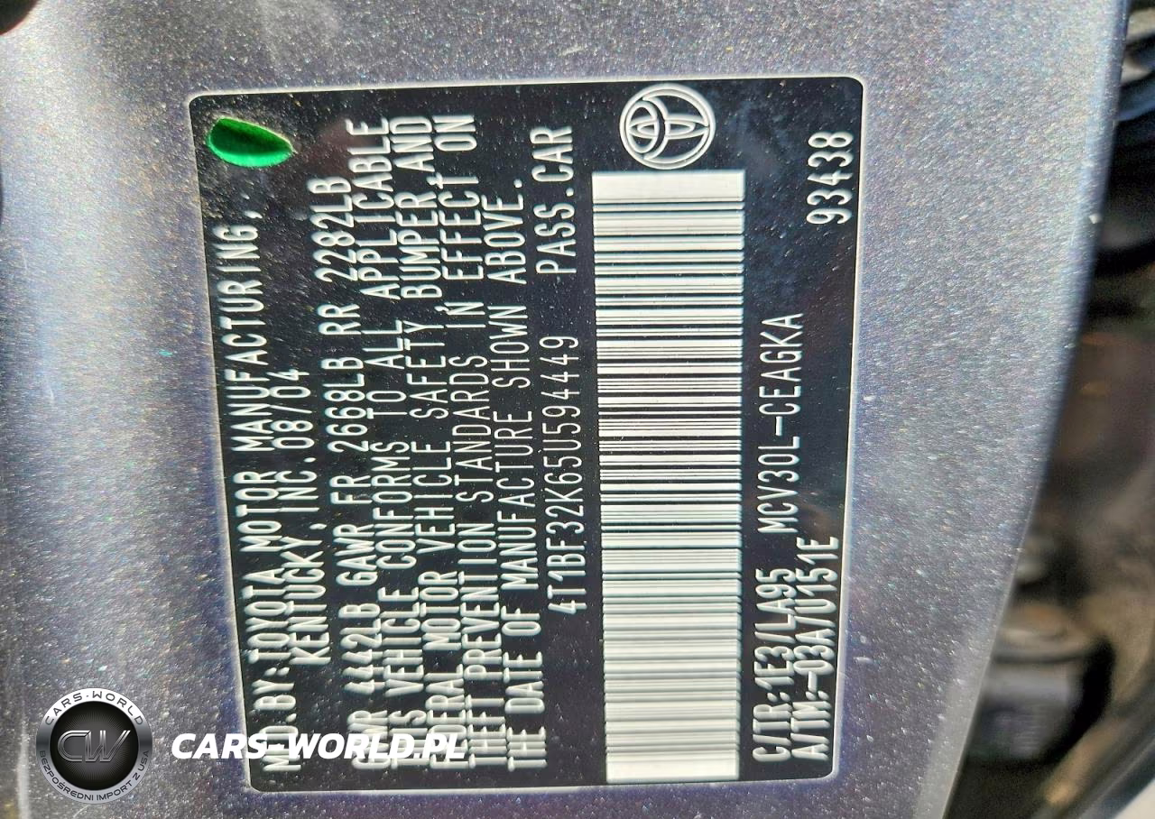2005 Toyota Camry Xle V6 VIN:4T1BF32K65U594449 - 13