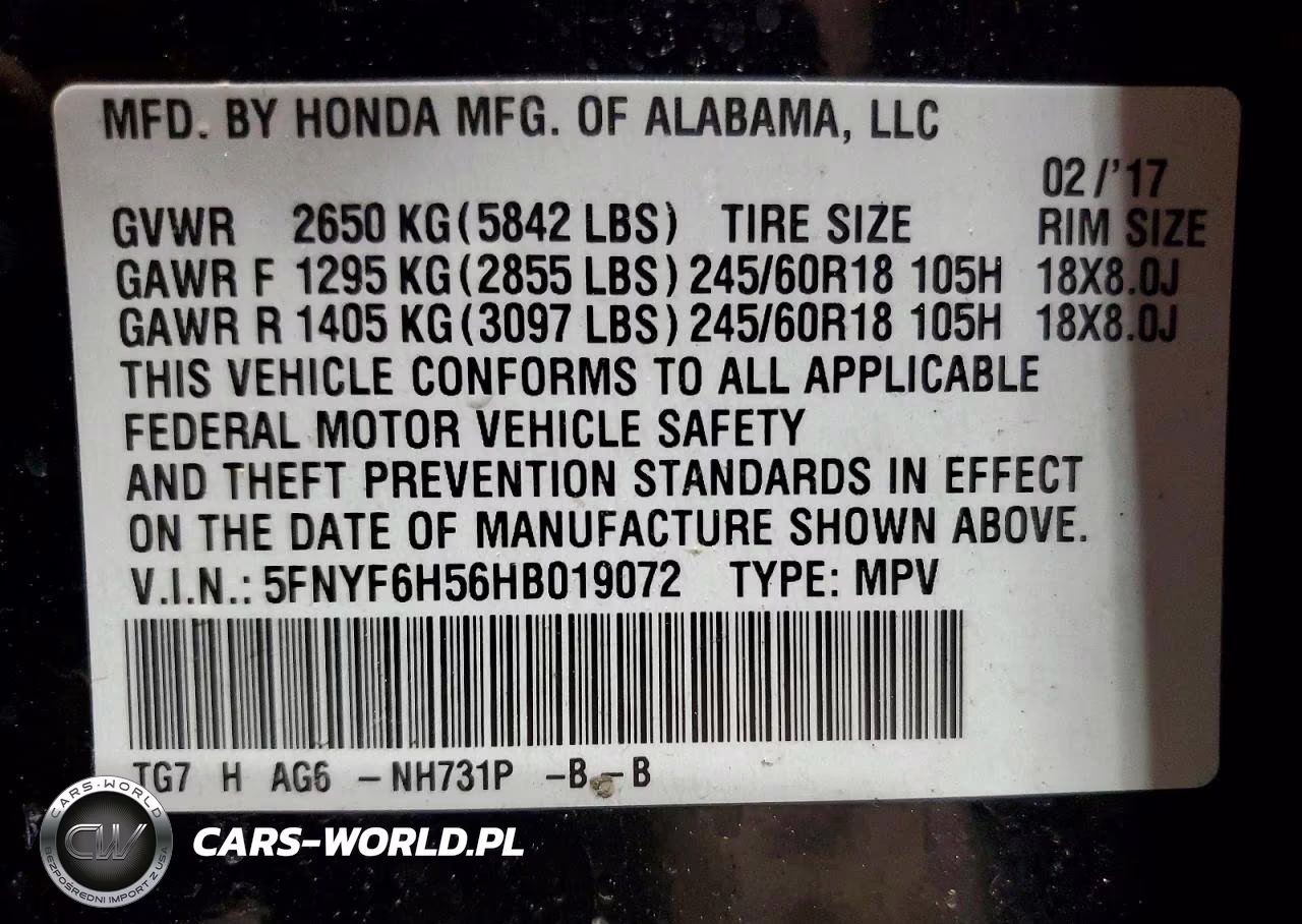 2017 Honda Pilot Exl VIN:5FNYF6H56HB019072 - 14