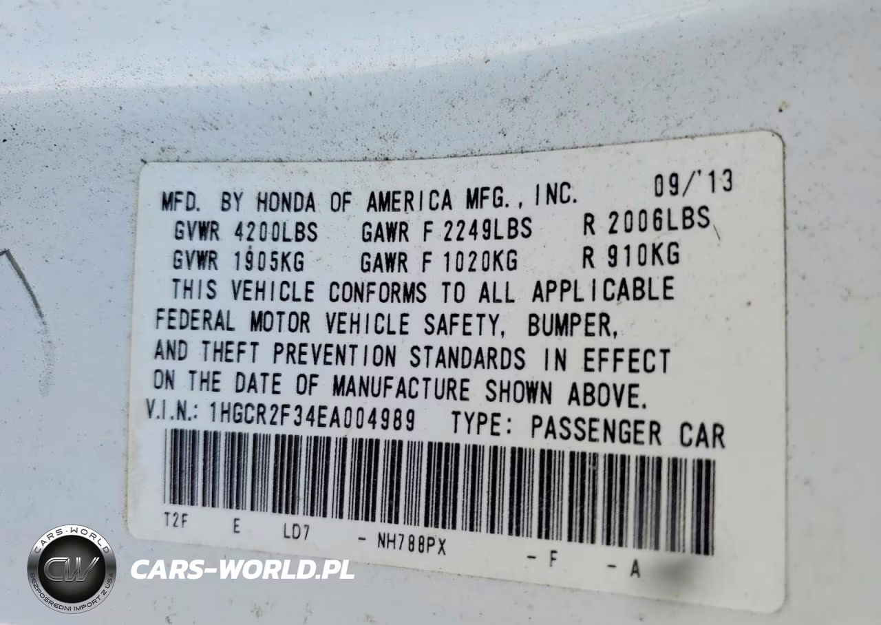 2014 Honda Accord Lx VIN:1HGCR2F34EA004989 - 12