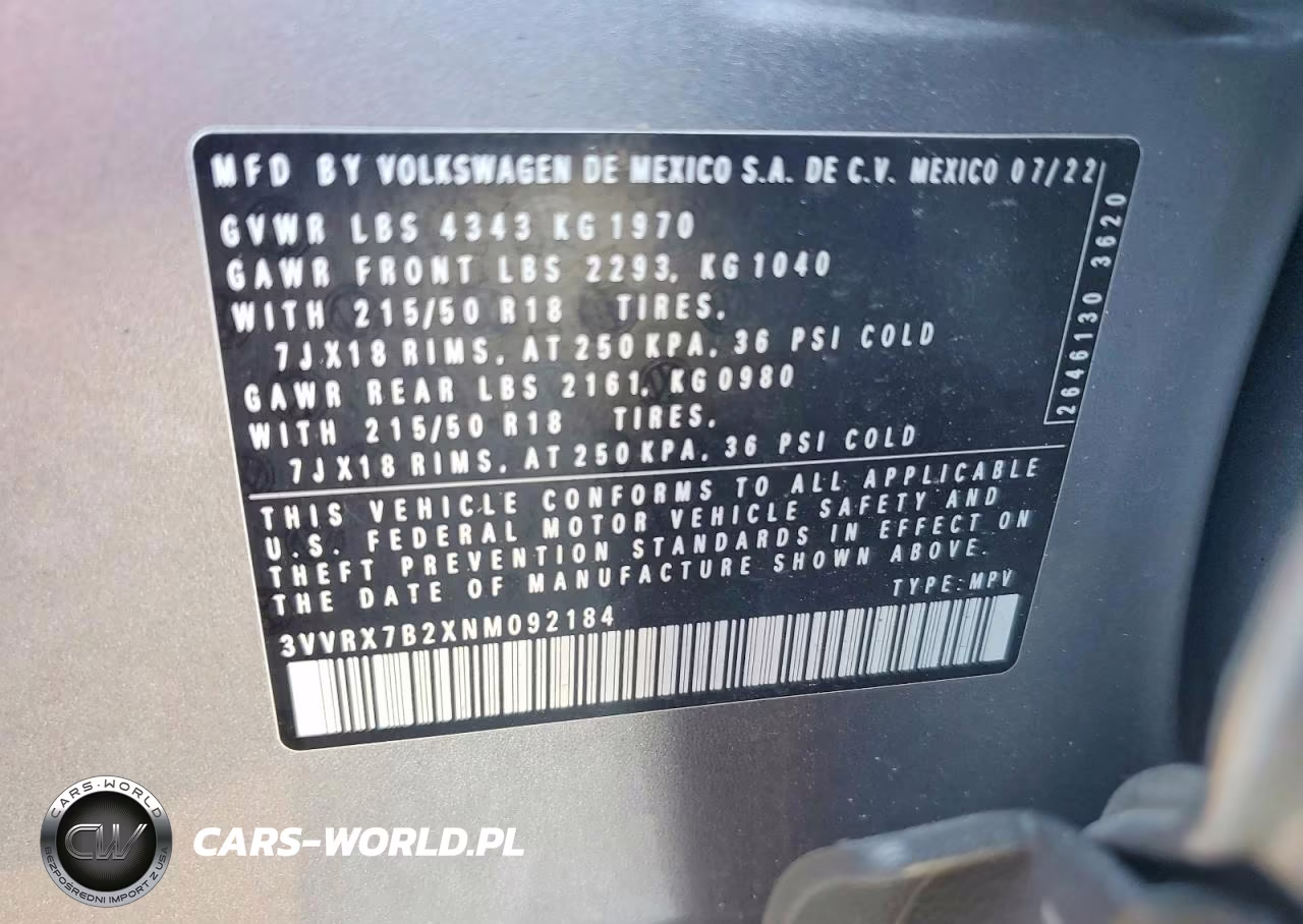 2022 Volkswagen Taos Se VIN:3VVRX7B2XNM092184 - 13