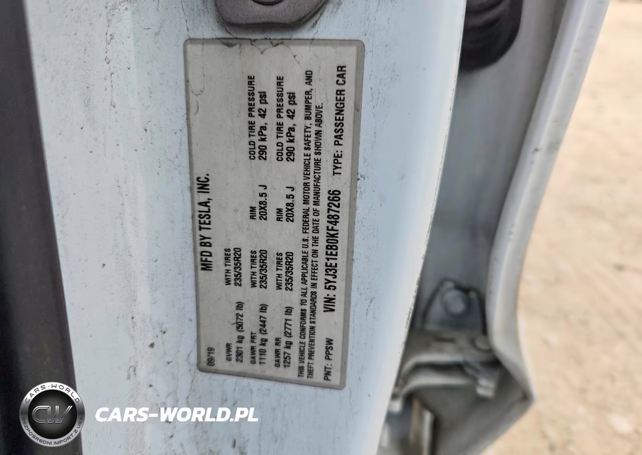 2019 Tesla Model 3 VIN:5YJ3E1EB0KF487266 - 12