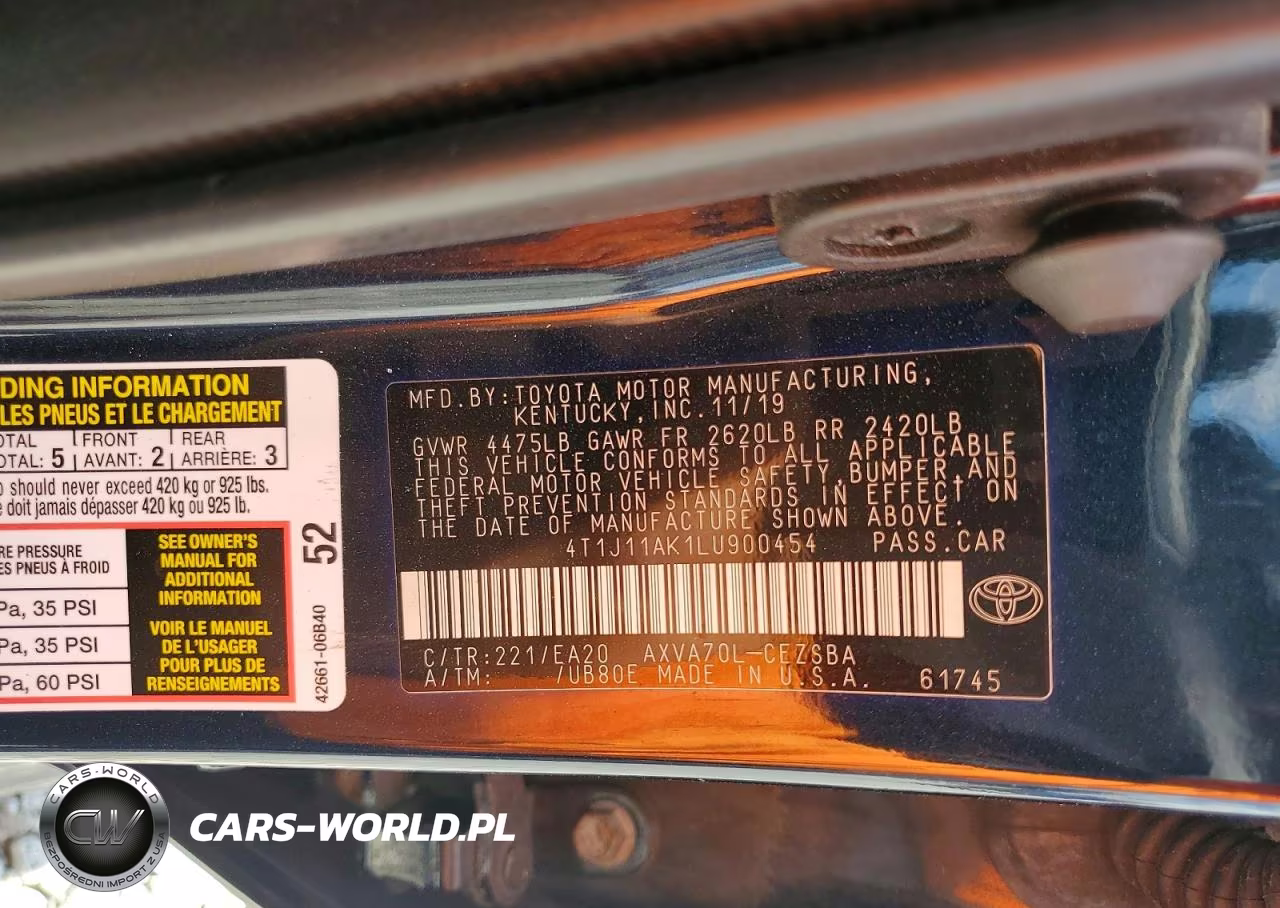 2020 Toyota Camry Se VIN:4T1J11AK1LU900454 - 12