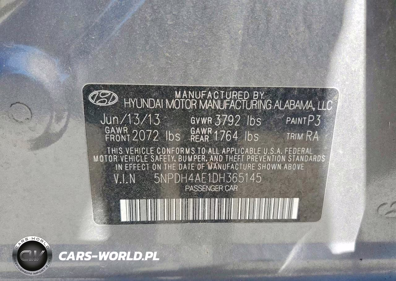 2013 Hyundai Elantra Gls VIN:5NPDH4AE1DH365145 - 12
