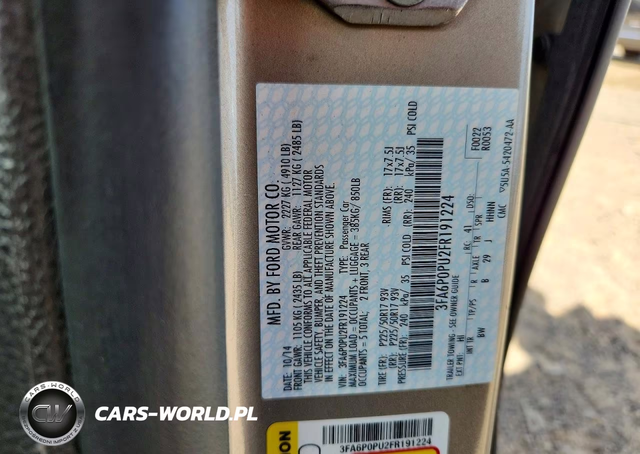 2015 Ford Fusion Se Phev VIN:3FA6P0PU2FR191224 - 12
