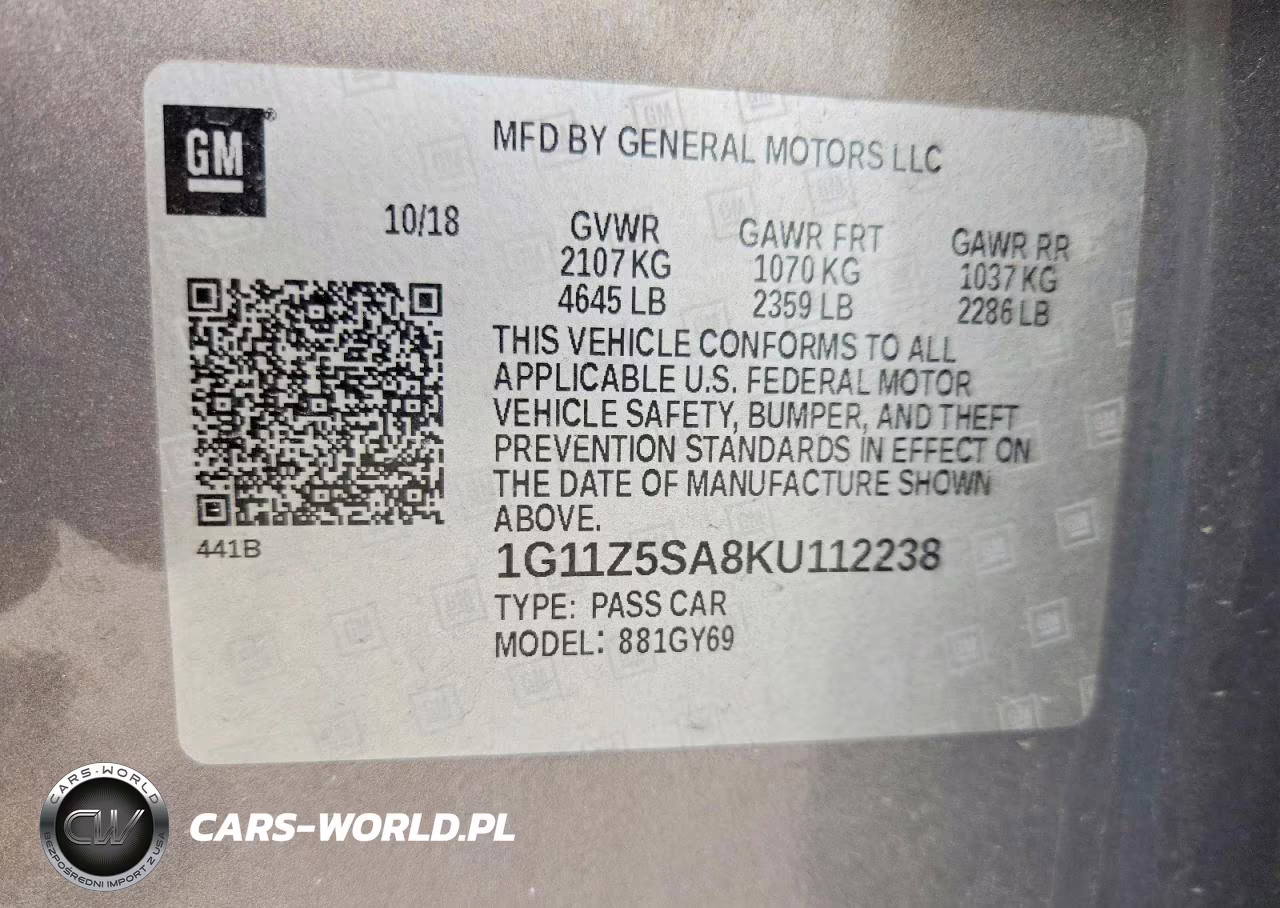 2019 Chevrolet Impala Lt VIN:1G11Z5SA8KU112238 - 12