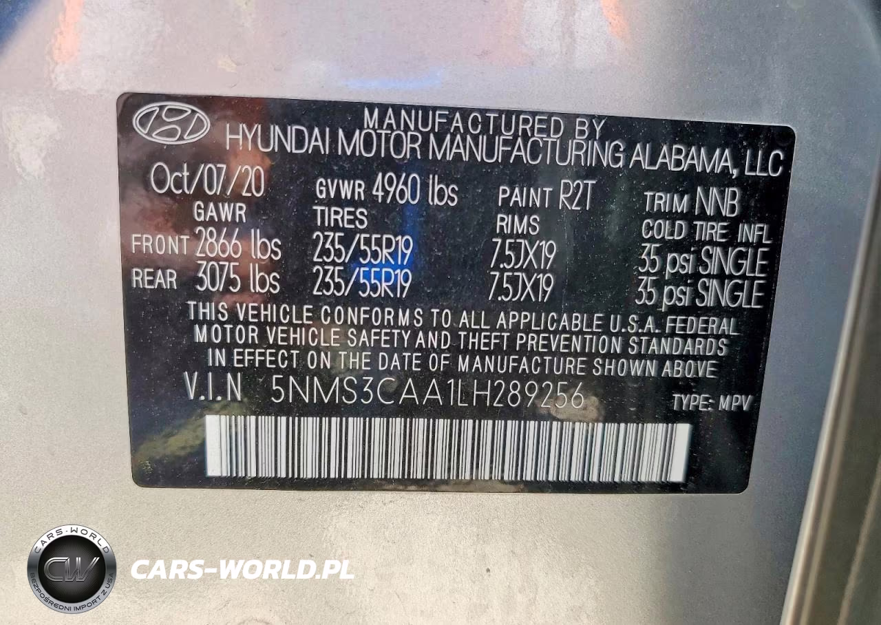 2020 Hyundai Santa Fe Sel 2.0T VIN:5NMS3CAA1LH289256 - 13