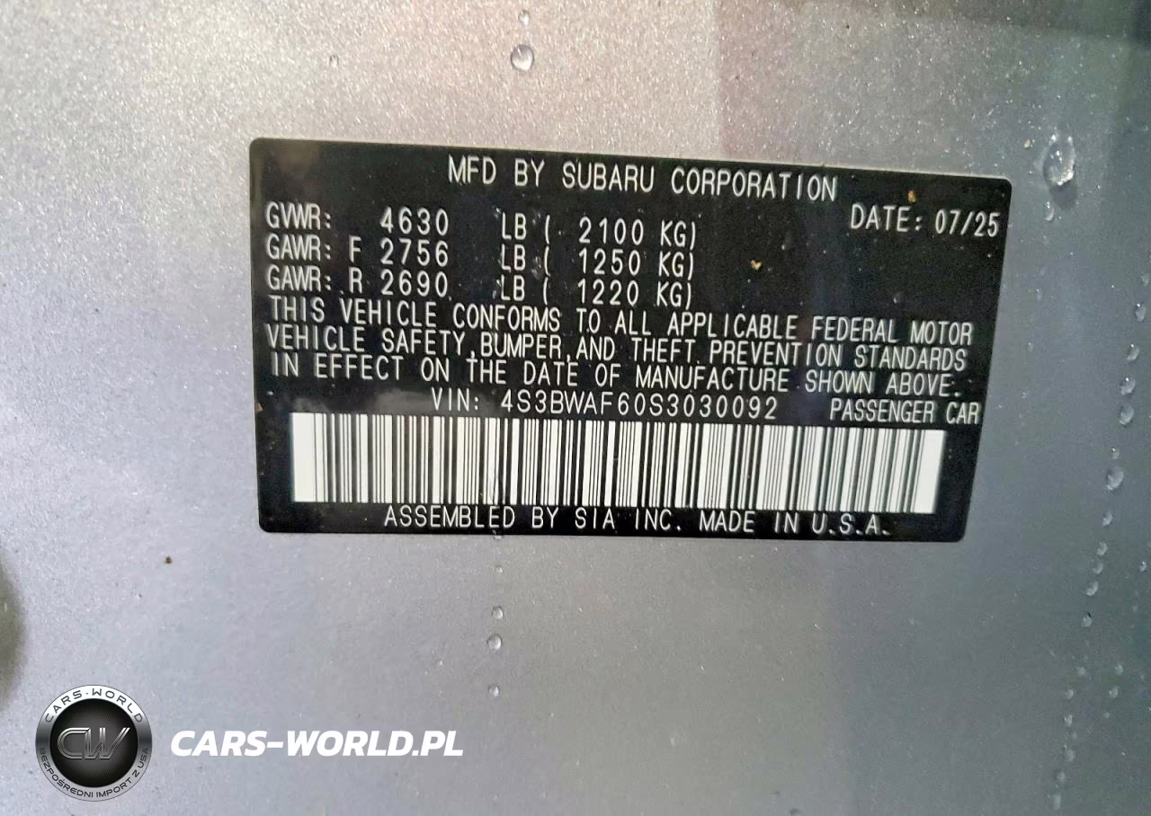 2025 Subaru Legacy Premium VIN:4S3BWAF60S3030092 - 12