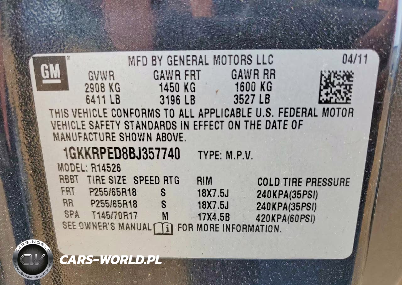 2011 GMC Acadia Sle VIN:1GKKRPED8BJ357740 - 14