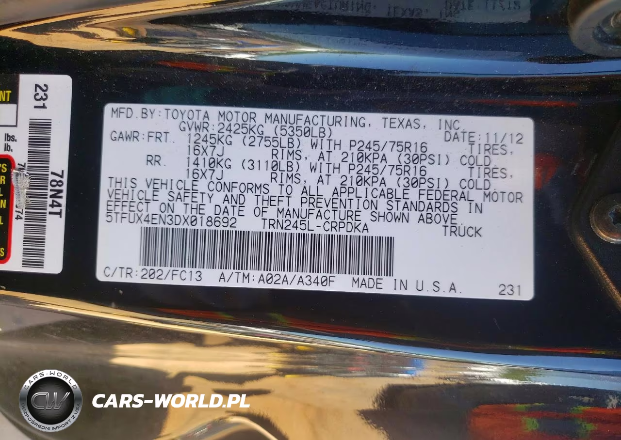 2013 Toyota Tacoma Access Cab VIN:5TFUX4EN3DX018692 - 12