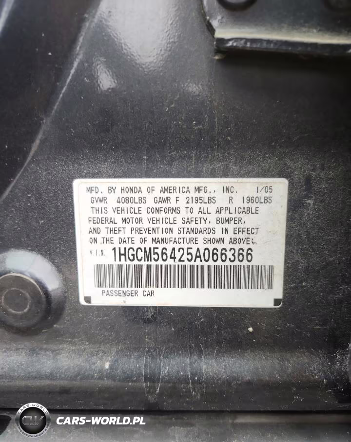 2005 Honda Accord Lx VIN:1HGCM56425A066366 - 12