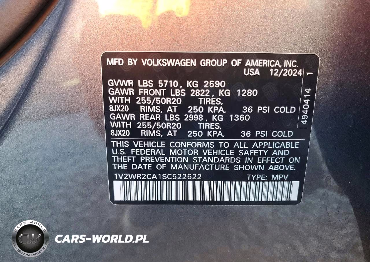 2025 Volkswagen Atlas Se VIN:1V2WR2CA1SC522622 - 13
