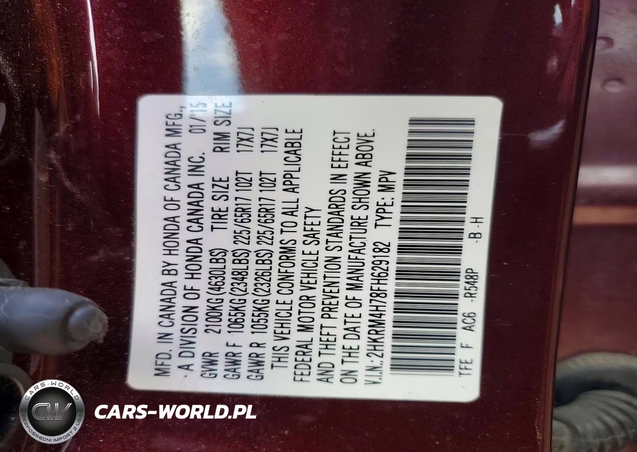 2015 Honda Cr-V Exl VIN:2HKRM4H78FH629182 - 12