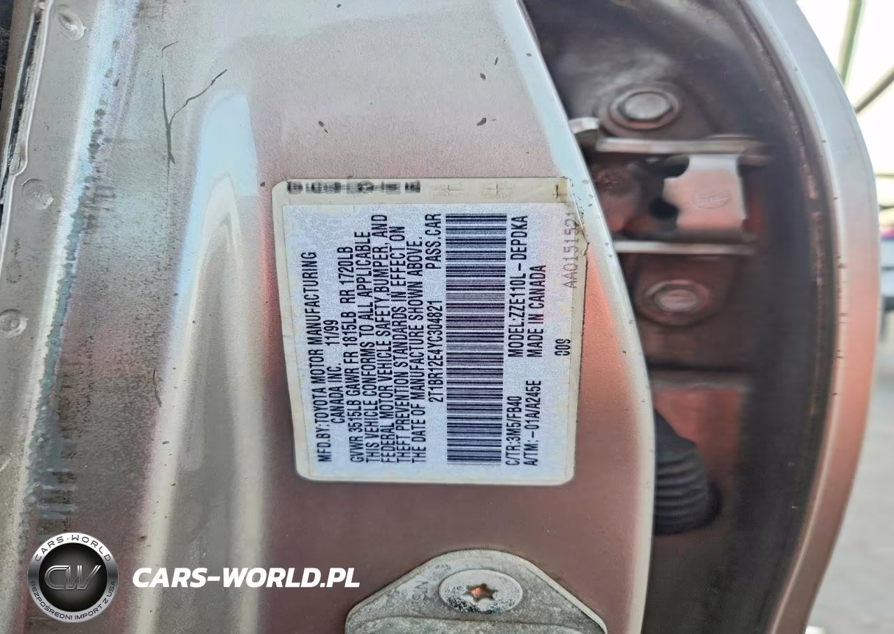 2000 Toyt Corolla VIN:2T1BR12E4YC304821 - 12
