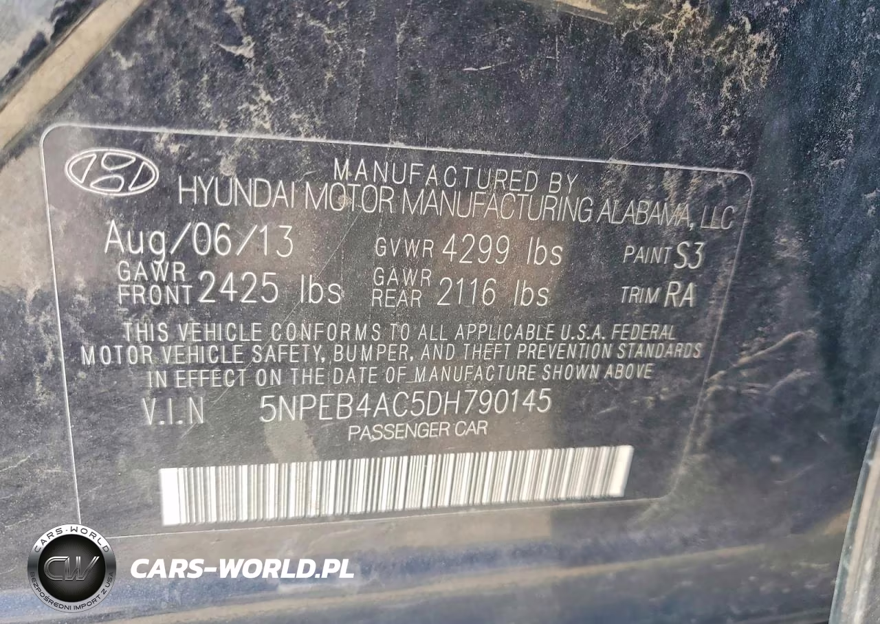 2013 Hyundai Sonata Gls VIN:5NPEB4AC5DH790145 - 12